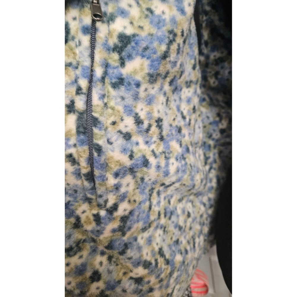 Cottagecore Womens Hooey Blue Corduroy Floral Fleece Hooded Puffer Vest Size M - Picture 3 of 10